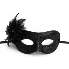 Magicool Siyah Simli Tüylü Balo Maskesi - Kadın Parti  Maskeli Balo Maskesi