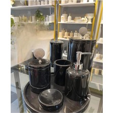 Ege Gross Dekoratif Doğal Siyah  Mermer / Aksesuar Detaylı 7li Mermer Banyo Seti /mermer Banyo Takımı