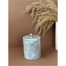 Ege Gross Dekoratif Gri Mermer Pamukluk /mermer Kapalı Kutu/ Mermer Kavanoz /mermer Baharatlık