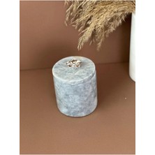 Ege Gross Dekoratif Gri Mermer Pamukluk /mermer Kapalı Kutu/ Mermer Kavanoz /mermer Baharatlık