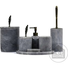 Ege Gross Dekoratif Gri Mermer Banyo Seti 7li Eskitme Aksesuarlı Tasarım Set\mermer Takım
