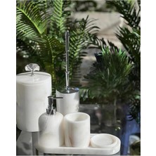 Ege Gross Doğal Beyaz  Mermer / Aksesuar Detaylı 6li Mermer Banyo Seti /mermer Banyo Takımı