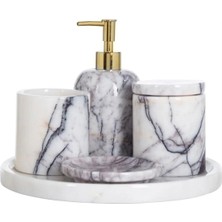 Ege Gross Dekoratif Mermer 5 Li Banyo Seti Takımı