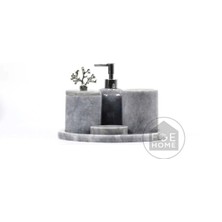 Ege Gross Dekoratif Gri Mermer Banyo Seti 5 Li Gümüş Mercan Aksesuarlı Tasarım Set\mermer Banyo Takımı