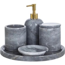 Ege Gross Dekoratif Mermer 5 Li Banyo Seti Takımı