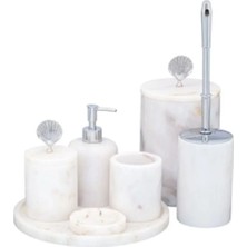 Ege Gross Dekoratif  Mermer Midye Detaylı 7 Li Banyo Seti Takımı