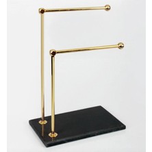 Ege Gross Dekoratif Mermer Ayaklı Iki Kollu Metal Banyo El Havluluk Standı