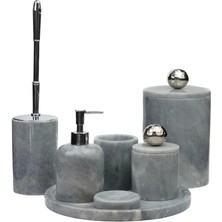 Ege Gross Dekoratif Gri Mermer Banyo Seti Takımı 7 Li Aksesuar Detaylı Tasarım Set