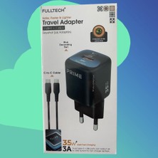 Fulltech FC60 35W Type-C Kablolu Çift Girişli (Type-C ve Usb-A) Gan Hızlı Şarj Aleti