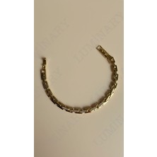 Luminary Atelier Xuping Gold Geometrik Zincir Taş Detaylı Bileklik – Paslanmaz Çelik Modern Tasarım