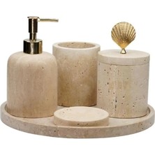 Ege Gross Dekoratif Mermer Banyo Seti Takımı 5 Parça Aksesuar Detaylı Özel Tasarım Set