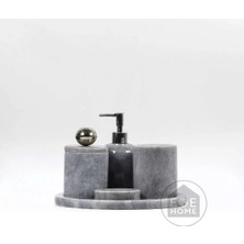 Ege Gross Dekoratif Gri Mermer Banyo Seti 5 Li Gümüş Disko Toplu Tasarım Set\mermer Banyo Takımı