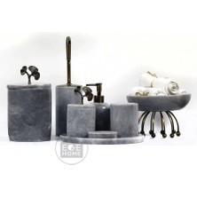 Ege Gross Dekoratif Gri Mermer Banyo Seti 8li Eskitme Aksesuarlı Tasarım Set\mermer Takım