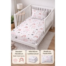 Childmechild %100 Pamuk Poplin Kumaş Çarşaf ve Yastık Kılıfı Lastiksiz Çarşaf 100X150CM 35X45CM Yastık Kılıfı