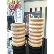 Ege Gross Dekoratif Traverten 2li Mermer Vazo