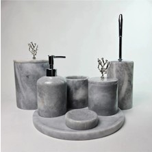 Ege Gross Tozlu Gümüş Mermer Banyo Seti 7li/gri Mermer Banyo Takımı