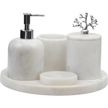 Ege Gross Dekoratif Mermer Banyo Seti Takımı 5 Parça Aksesuar Detaylı Özel Tasarım Set