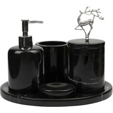 Ege Gross Dekoratif Mermer Banyo Seti Takımı 5 Parça Aksesuar Detaylı Özel Tasarım Set