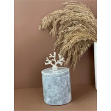 Ege Gross Dekoratif Gri Mermer Pamukluk /mermer Kapalı Kutu/ Mermer Kavanoz /mermer Baharatlık