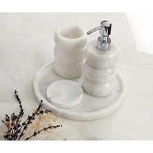 Ege Gross Dekoratif Mermer Tırtıklı 4 Lu Banyo Seti Takımı