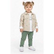 Ege Bebek Kız Çocuk Bayramlık Keten Ceketli Pantalonlu Badili 3'lü Bayramlık Takım 0-6 Yaş , Şık Kombin