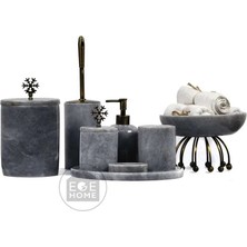 Ege Gross Dekoratif Gri Mermer Banyo Seti 8li Eskitme Aksesuarlı Tasarım Set\mermer Takım