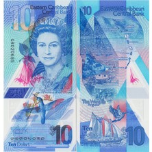 Banknoting Doğu Karayipler 10 Dolar 2019 gr Seri. Polymer Çil.
