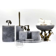Ege Gross Dekoratif Gri Mermer Banyo Seti 8li Eskitme Aksesuarlı Tasarım Set\mermer Takım