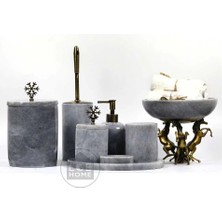 Ege Gross Dekoratif Gri Mermer Banyo Seti 8li Eskitme Aksesuarlı Tasarım Set\mermer Takım