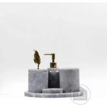 Ege Gross Dekoratif Gri Mermer Banyo Seti 5 Li Gold Tüg Tepe Aksesuarlı Tasarım Set\mermer Banyo Takımı
