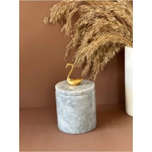 Ege Gross Dekoratif Gri Mermer Pamukluk /mermer Kapalı Kutu/ Mermer Kavanoz /mermer Baharatlık