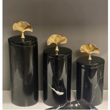 Ege Gross Dekoratif Siyah Mermer 3 Lü Baharatlık Şekerlik Kavanoz Seti