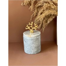 Ege Gross Dekoratif Gri Mermer Pamukluk /mermer Kapalı Kutu/ Mermer Kavanoz /mermer Baharatlık