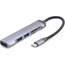 İlk El Grup USB Hub 5ın1 USB Type-C Sd + Tf Card Gri HDX7039 Iegtgrs-34