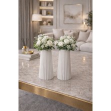 Nox Atelier Modern Dikey Çizgili Vazo Ikili - Ribbed Vazo - 2 Adet