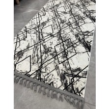 Dinarsu Halı Dinarsu Embos Halı Marsel Gri Kaymaz Taban Yolluk Makinede Yıkanabilir Halı Gri Düğüm Saçaklı