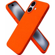 Gtc iPhone 16 ile Uyumlu Lüx Premium Silikon Lansman Kapak & Kılıf - Turuncu