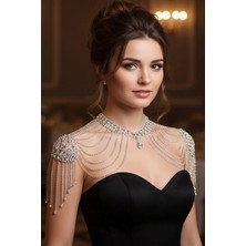 Caş Dekorasyon Gümüş Renk Taşlı Vücut Aksesuarı