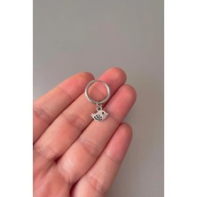 Jaida Moda Unisex Gümüş Mini Kuş Figürlü Sallantılı Çelik Halka Küpe