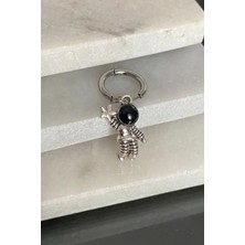Jaida Moda Unisex Gümüş Renk Astronot Figür Sallantılı Çelik Halka Küpe