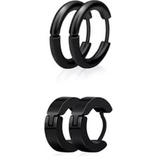 Jaida Moda Unisex 316L Paslanmaz Çelik 2'li Set Çelik Halka Küpe