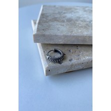 Jaida Moda Unisex Gri Tırtıklı Figür Gotik Çelik Halka Küpe