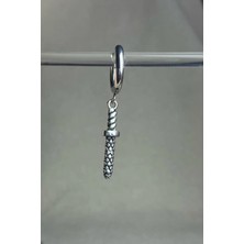 Jaida Moda Unisex Gümüş Kılıç Figür Sallantılı Halka Küpe