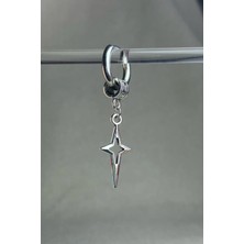 Jaida Moda Unisex Gümüş Kuzey Yıldız Figür Sallantılı Halka Küpe