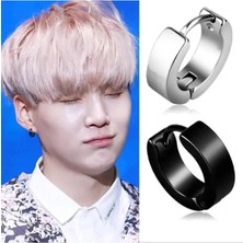 Jaida Moda Unisex Çelik Siyah ve Gümüş Halka Küpe