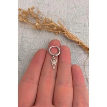 Jaida Moda Unisex Gümüş Renk Sallantılı Çelik Halka Küpe 1 Adet