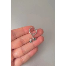 Jaida Moda Unisex Gümüş Bisiklet Figürlü Çelik Sallantılı Halka Küpe