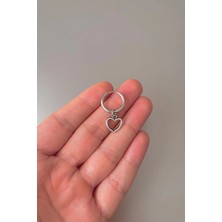 Jaida Moda Unisex Gümüş Kalp Figürlü Sallantılı Çelik Halka Küpe