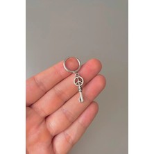 Jaida Moda Unisex Gümüş Barış Anahtarı Figürlü Çelik Halka Küpe