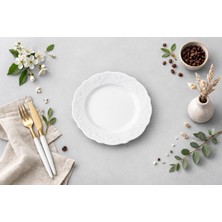 Porland Porselen Queen Beyaz 16 cm 6lı Düz Pasta Tabağı Tatlı Tabağı Ekmek Tabağı (6 Adet)